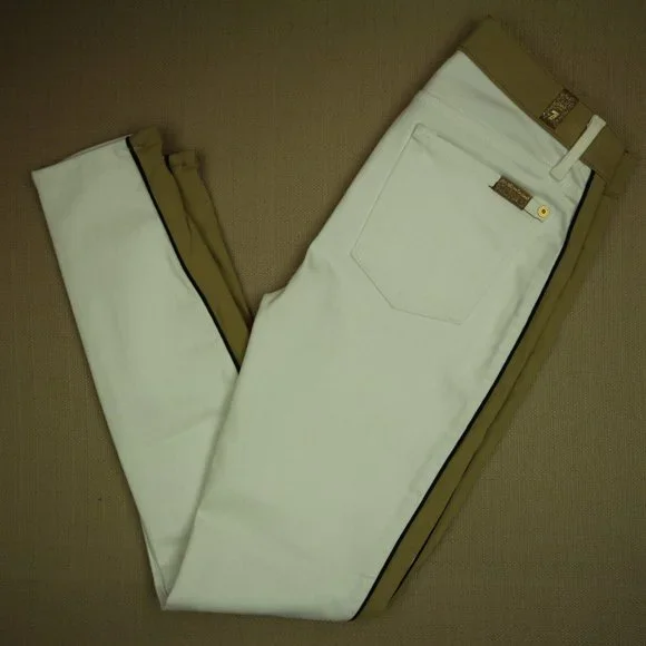 7 For All Mankind Skinny Jeans Women's Size 27 Faux Suede Trim White Denim - Picture 4 of 10